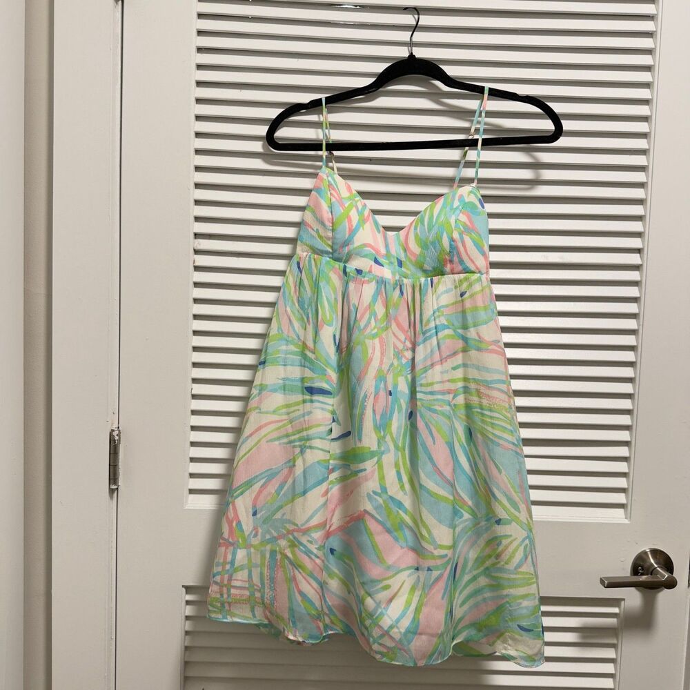 Coastal Preppy Pastel Lilly Pulitzer Tropical Print Mini Dress
